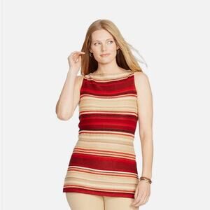 Ralph Lauren striped southwestern vest sleeveless top western cotton linen fall